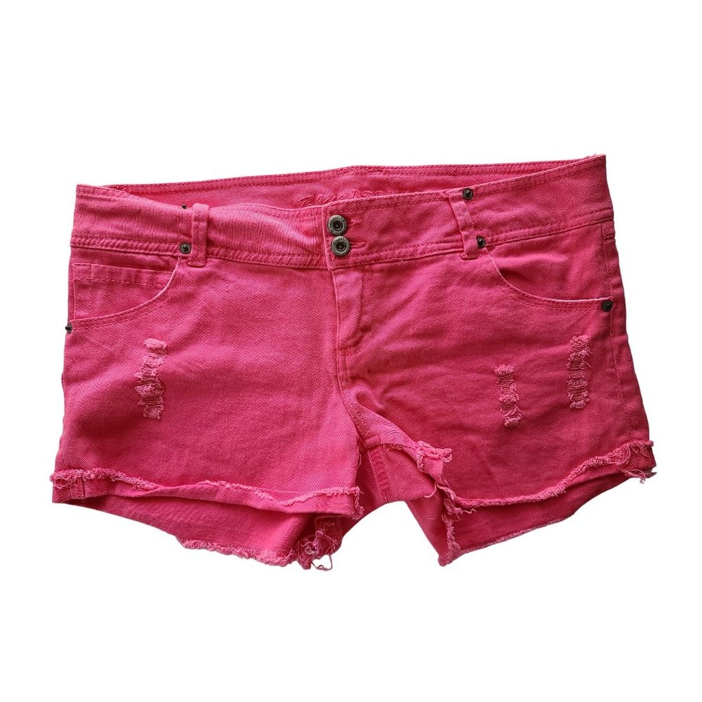 Blue Asphalt Size 13 Coral Pink Distressed Shorts